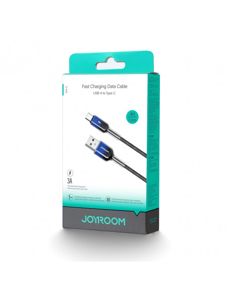 
„Crystal-Clear“ serijos 3A USB-A - USB-C laidas, 1,2 m, juodas
