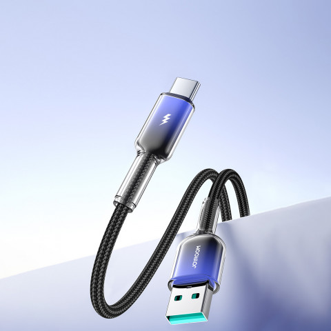 
„Crystal-Clear“ serijos 3A USB-A - USB-C laidas, 1,2 m, juodas
