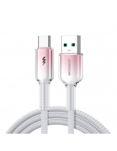
„Crystal-Clear“ serijos 3A USB-A - USB-C laidas, 1,2 m, baltas
