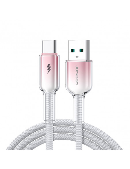 
„Crystal-Clear“ serijos 3A USB-A - USB-C laidas, 1,2 m, baltas
