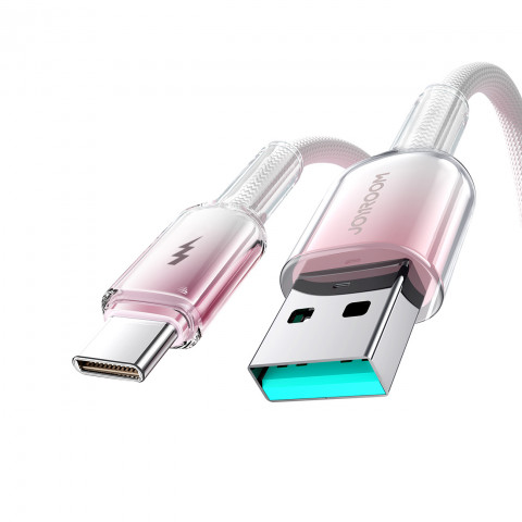 
„Crystal-Clear“ serijos 3A USB-A - USB-C laidas, 1,2 m, baltas
