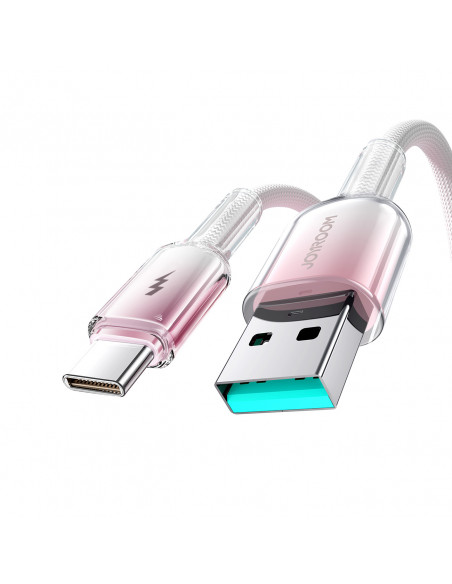 
„Crystal-Clear“ serijos 3A USB-A - USB-C laidas, 1,2 m, baltas
