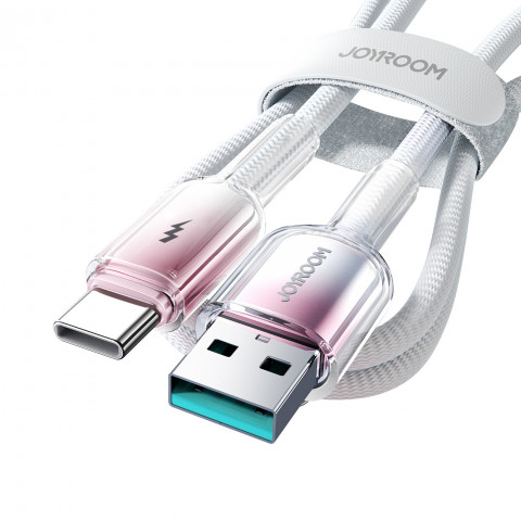 
„Crystal-Clear“ serijos 3A USB-A - USB-C laidas, 1,2 m, baltas
