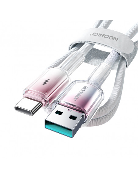 
„Crystal-Clear“ serijos 3A USB-A - USB-C laidas, 1,2 m, baltas
