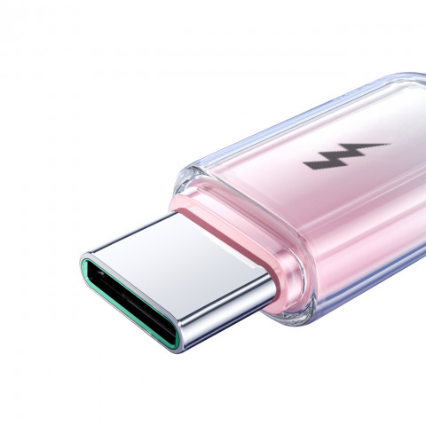 
„Crystal-Clear“ serijos 3A USB-A - USB-C laidas, 1,2 m, baltas
