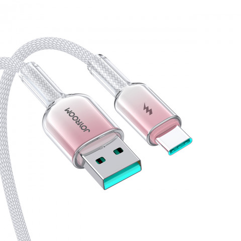 
„Crystal-Clear“ serijos 3A USB-A - USB-C laidas, 1,2 m, baltas
