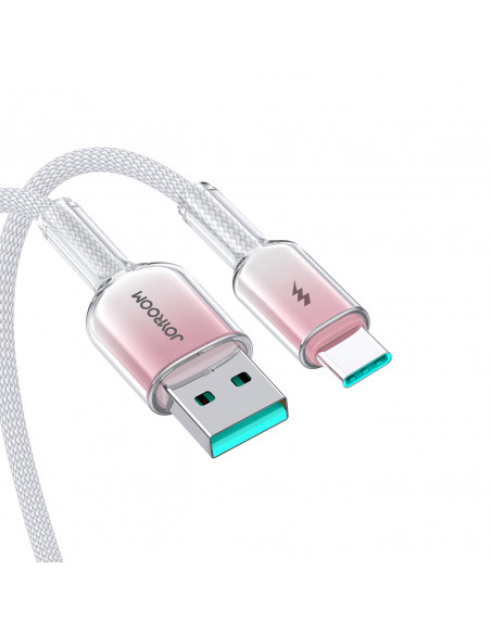 
„Crystal-Clear“ serijos 3A USB-A - USB-C laidas, 1,2 m, baltas
