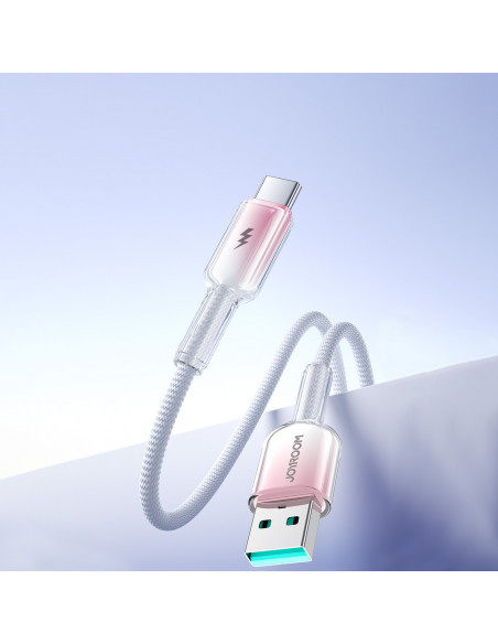 
„Crystal-Clear“ serijos 3A USB-A - USB-C laidas, 1,2 m, baltas
