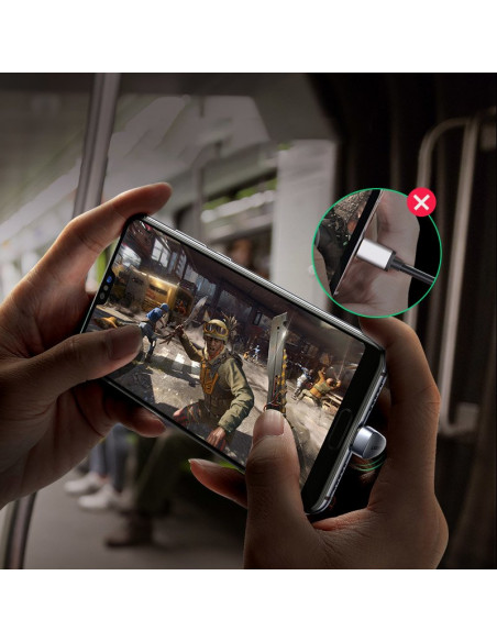 
Kampinis USB žaidimų kabelis - USB-C greito įkrovimo AFC FCP 3A 18W - pilkas
