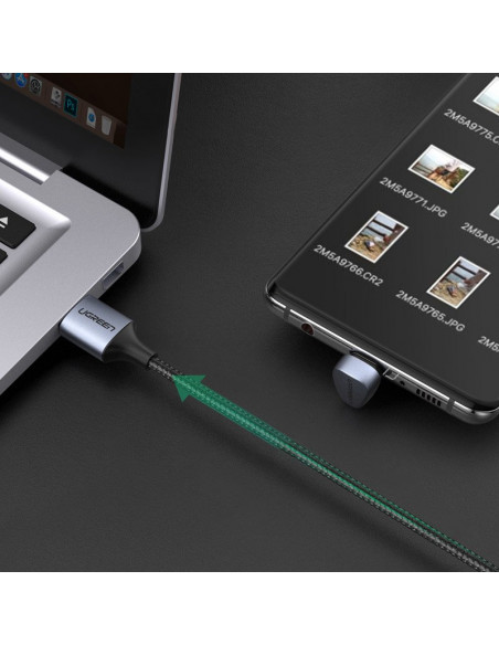 
Kampinis USB žaidimų kabelis - USB-C greito įkrovimo AFC FCP 3A 18W - pilkas
