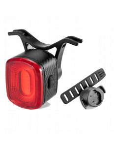 
Raudonas galinis LED dviračio žibintas su STOP USB-C stabdžių sistema – juodas
