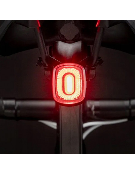 
Raudonas galinis LED dviračio žibintas su STOP USB-C stabdžių sistema – juodas
