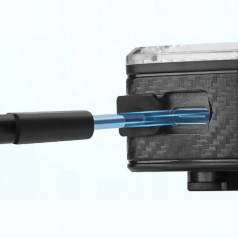 
Raudonas galinis LED dviračio žibintas su STOP USB-C stabdžių sistema – juodas
