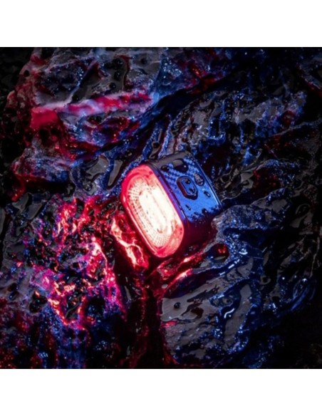 
Raudonas galinis LED dviračio žibintas su STOP USB-C stabdžių sistema – juodas
