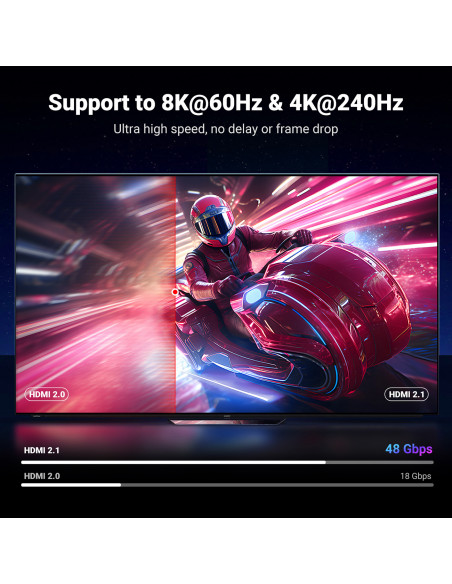 
HDMI 2.1 8K kabelis sertifikuotas VRR QMS QFT ALLM 3m - pilkas
