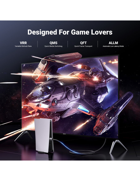 
HDMI 2.1 8K kabelis sertifikuotas VRR QMS QFT ALLM 3m - pilkas
