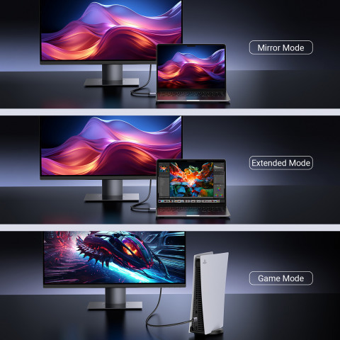 
HDMI 2.1 8K kabelis sertifikuotas VRR QMS QFT ALLM 3m - pilkas
