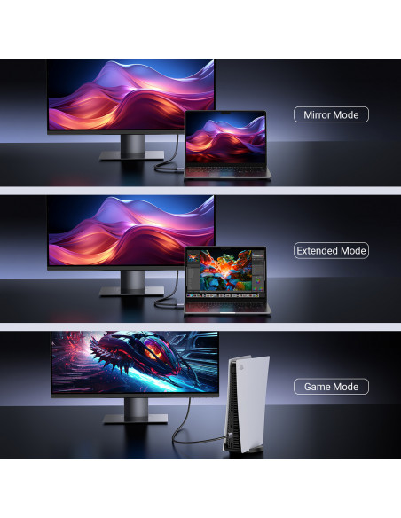 
HDMI 2.1 8K kabelis sertifikuotas VRR QMS QFT ALLM 3m - pilkas
