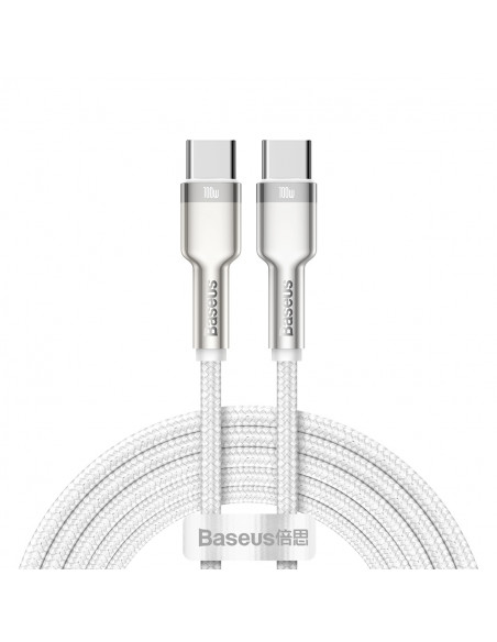 
USB-C laidas - USB-C serijos Metal Data PD QC SCP 100W 5A 1m - baltas
