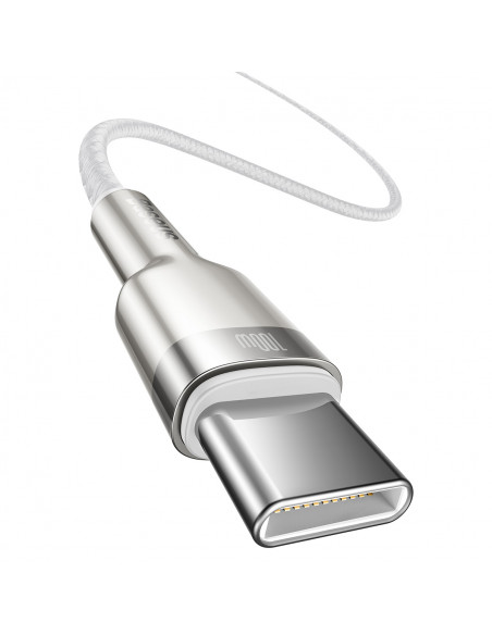 
USB-C laidas - USB-C serijos Metal Data PD QC SCP 100W 5A 1m - baltas
