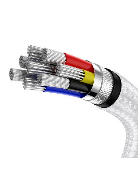 
USB-C laidas - USB-C serijos Metal Data PD QC SCP 100W 5A 1m - baltas
