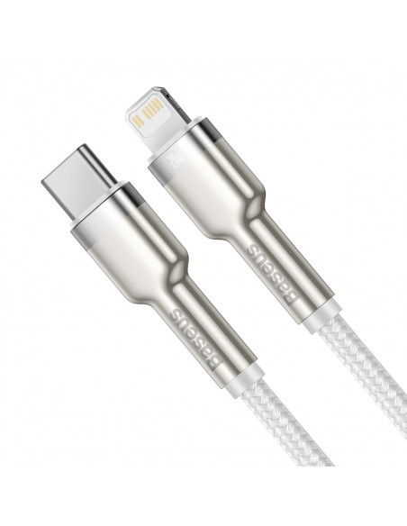 
iPhone USB-C laidas – „Lightning“ serijos metalinis duomenų perdavimo laidas 20 W PD 2 m – baltas
