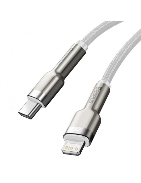 
iPhone USB-C laidas – „Lightning“ serijos metalinis duomenų perdavimo laidas 20 W PD 2 m – baltas

