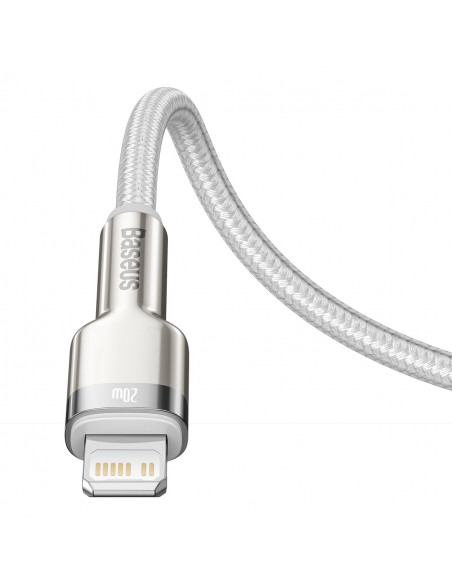 
iPhone USB-C laidas – „Lightning“ serijos metalinis duomenų perdavimo laidas 20 W PD 2 m – baltas
