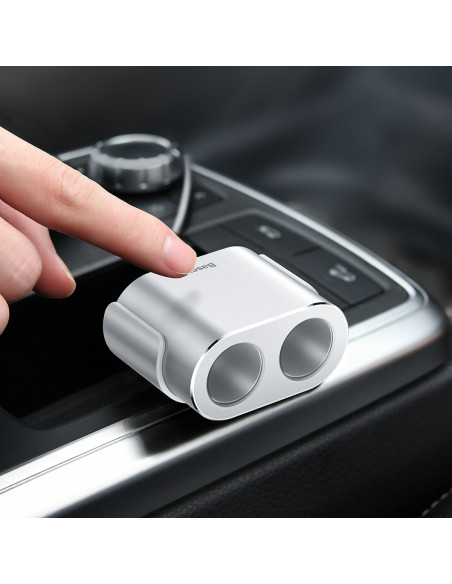 
Automobilinis skirstytuvas 2x cigarečių degiklio lizdas 80W 2x USB-A 3.1A - sidabrinis
