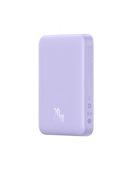 
Magnetinis indukcinis išorinis akumuliatorius 10000mAh 20W + USB-C laidas - violetinis
