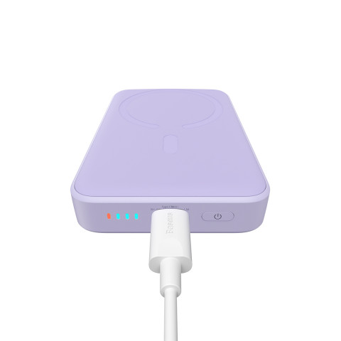 
Magnetinis indukcinis išorinis akumuliatorius 10000mAh 20W + USB-C laidas - violetinis
