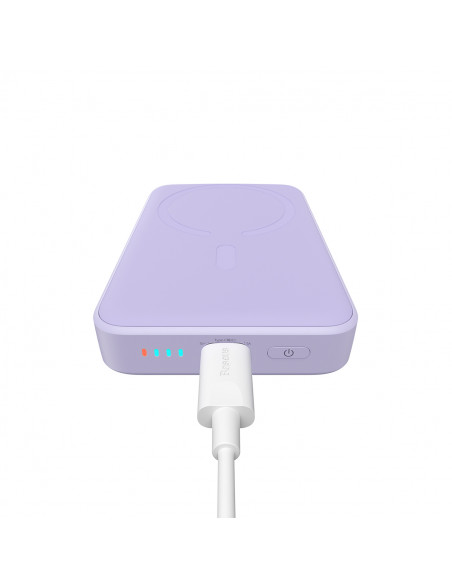 
Magnetinis indukcinis išorinis akumuliatorius 10000mAh 20W + USB-C laidas - violetinis
