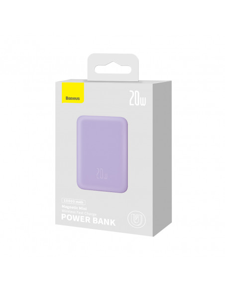 
Magnetinis indukcinis išorinis akumuliatorius 10000mAh 20W + USB-C laidas - violetinis
