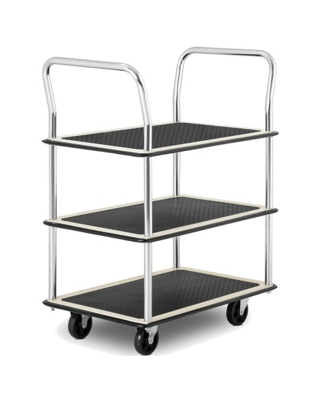 Transportavimo lentynų vežimėlis su rankenomis 3 lentynos iki 150 kg 72 x 43 cm Transportavimo lentynų vežimėlis su rankenomis 3 lentynos iki 150 kg 72 x 43 cm