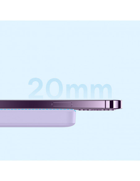 
Magnetinis indukcinis išorinis akumuliatorius 10000mAh 20W + USB-C laidas - violetinis
