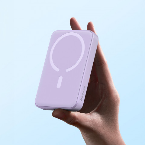 
Magnetinis indukcinis išorinis akumuliatorius 10000mAh 20W + USB-C laidas - violetinis
