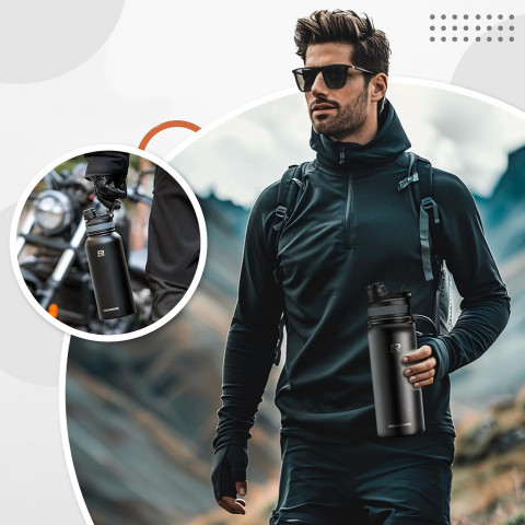 
Dviračio gertuvė, termosas gėrimams, nerūdijančio plieno, 530 ml - juoda
