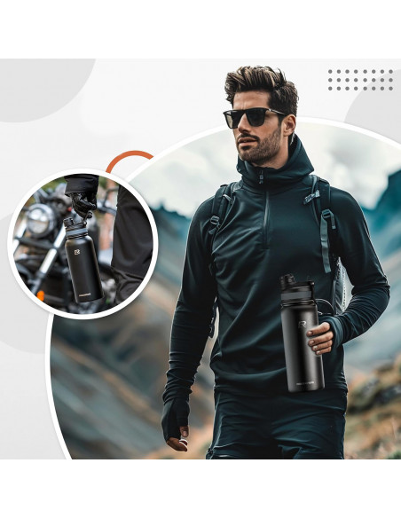 
Dviračio gertuvė, termosas gėrimams, nerūdijančio plieno, 530 ml - juoda
