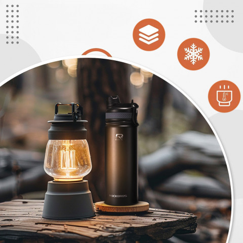 
Dviračio gertuvė, termosas gėrimams, nerūdijančio plieno, 530 ml - juoda
