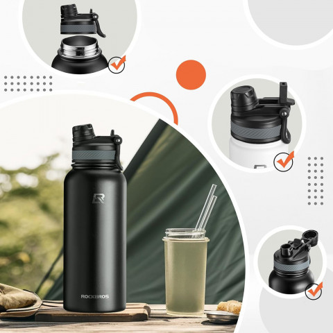 
Dviračio gertuvė, termosas gėrimams, nerūdijančio plieno, 530 ml - juoda
