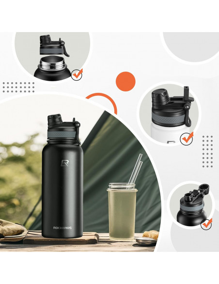 
Dviračio gertuvė, termosas gėrimams, nerūdijančio plieno, 530 ml - juoda
