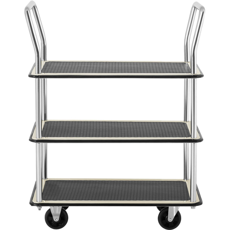 Transportavimo lentynų vežimėlis su rankenomis 3 lentynos iki 150 kg 72 x 43 cm
