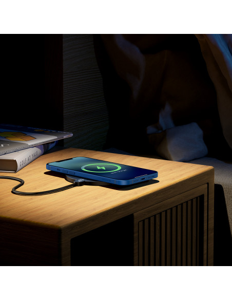 
Skaitmeninis LED ekranas su 2 kartos 15 W USB-C indukciniu įkrovikliu – juodas
