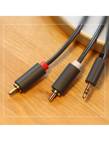 
Garso kabelis 3,5 mm minijack (kištukas) - 2 RCA (kištukas) 2 m - pilkas
