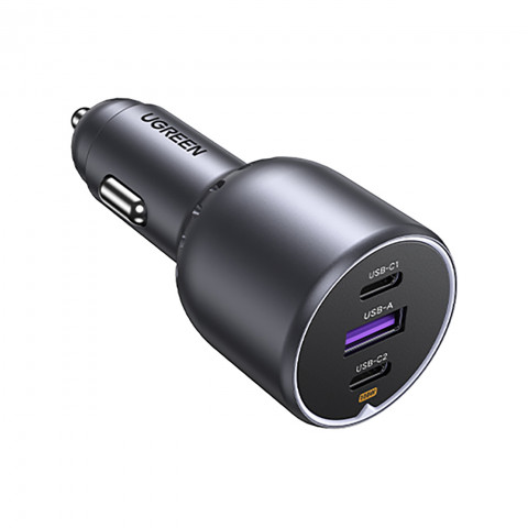 
130 W automobilinis įkroviklis, 2 x USB-C ir 1 x USB-A – pilkas
