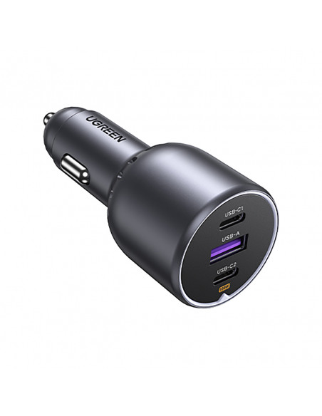 
130 W automobilinis įkroviklis, 2 x USB-C ir 1 x USB-A – pilkas
