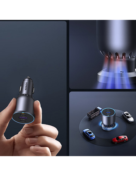 
130 W automobilinis įkroviklis, 2 x USB-C ir 1 x USB-A – pilkas
