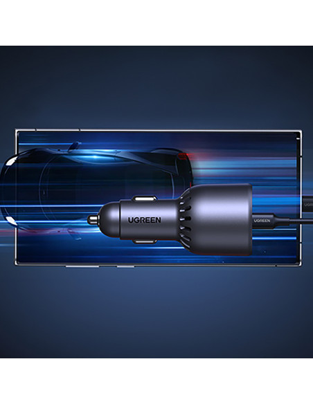 
130 W automobilinis įkroviklis, 2 x USB-C ir 1 x USB-A – pilkas
