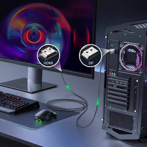 
DisplayPort - HDMI 4K 60Hz 3 m kabelis - pilkas
