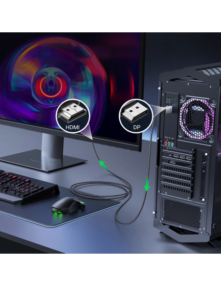 
DisplayPort - HDMI 4K 60Hz 3 m kabelis - pilkas
